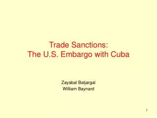 Trade Sanctions: The U.S. Embargo with Cuba