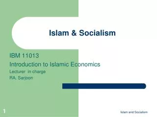 Islam &amp; Socialism