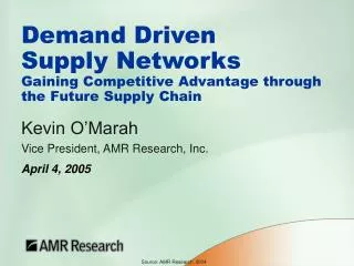 Demand Driven Supply Networks Gaining Competitive Advantage through the Future Supply Chain