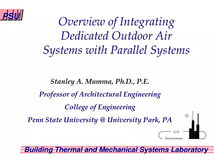 overview of integrating dedicated outdoor air systems with parallel systems