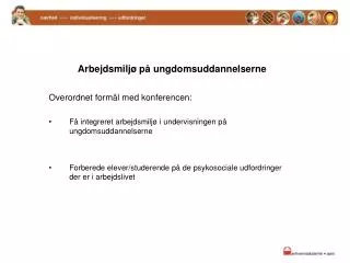 arbejdsmilj p ungdomsuddannelserne