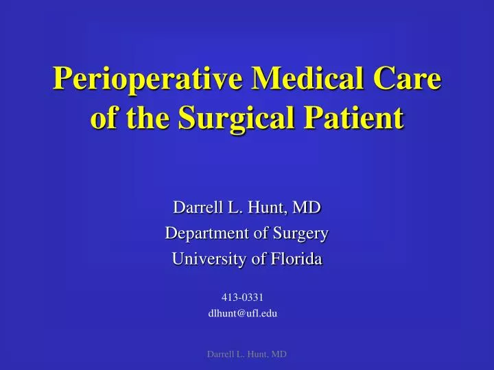 perioperative medical care of the surgical patient