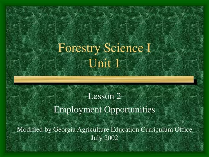 forestry science i unit 1