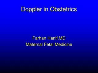 Doppler in Obstetrics