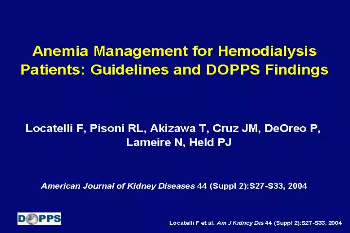 anemia management for hemodialysis patients guidelines and dopps findings