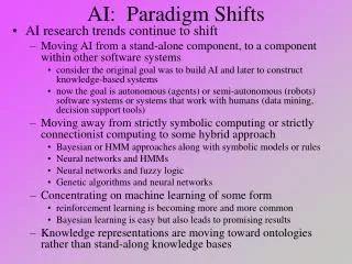 AI: Paradigm Shifts