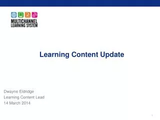 Learning Content Update