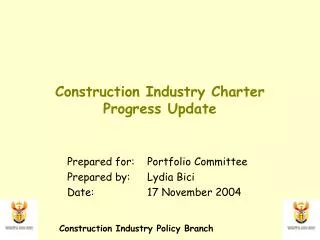 Construction Industry Charter Progress Update