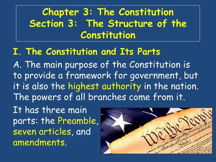 chapter 3 the constitution section 3 the structure of the constitution