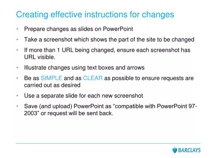 creating effective instructions for changes