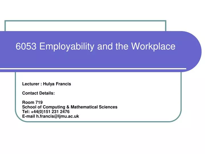 6053 employability and the workplace