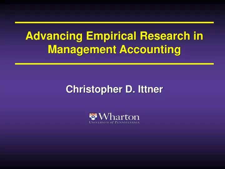 advancing empirical research in management accounting