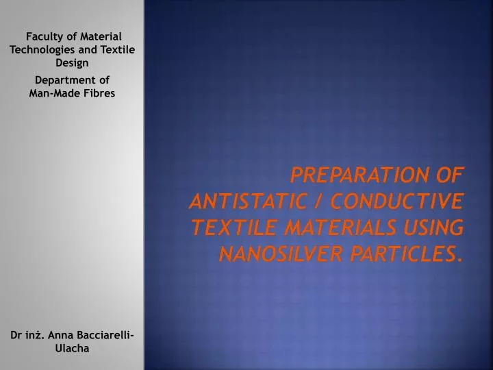 preparation of antistatic conductive textile materials using n anosilver particles