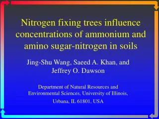 Nitrogen fixing trees influence concentrations of ammonium and amino sugar-nitrogen in soils