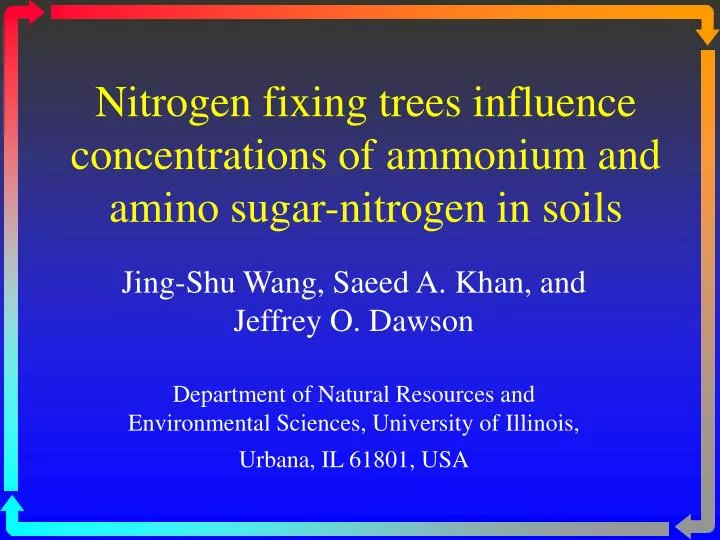 nitrogen fixing trees influence concentrations of ammonium and amino sugar nitrogen in soils