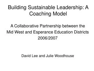 Building Sustainable Leadership: A Coaching Model