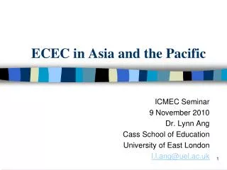 ECEC in Asia and the Pacific