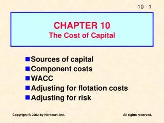 CHAPTER 10 The Cost of Capital