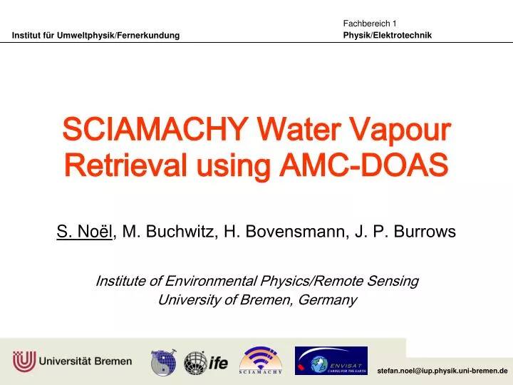 sciamachy water vapour retrieval using amc doas