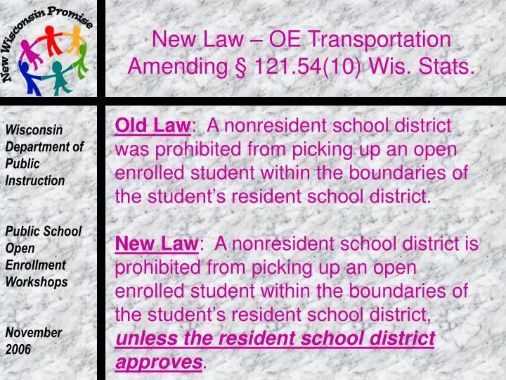 new law oe transportation amending 121 54 10 wis stats