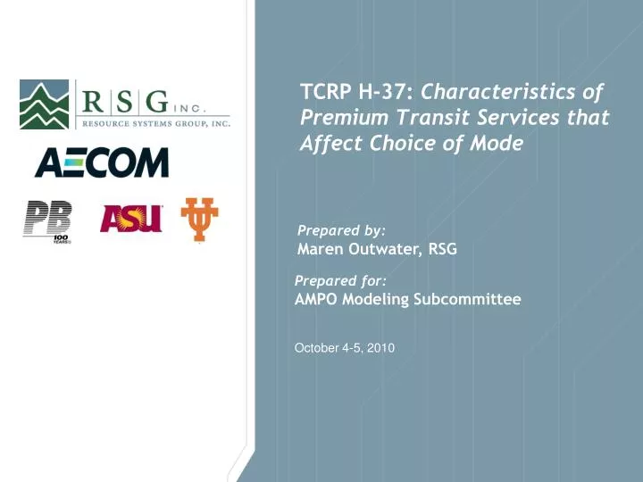 tcrp h 37 characteristics of premium transit services that affect choice of mode