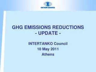 GHG EMISSIONS REDUCTIONS - UPDATE -