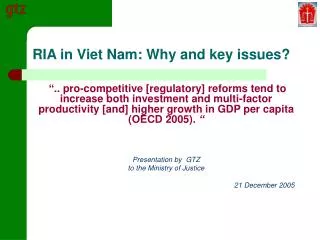 RIA in Viet Nam: Why and key issues?