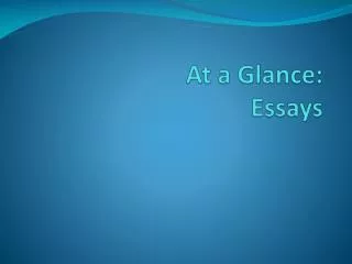 At a Glance: Essays
