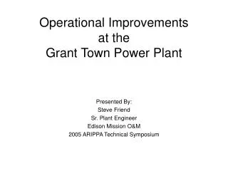 Operational Improvements at the Grant Town Power Plant