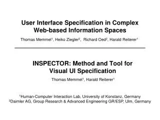 User Interface Specification in Complex Web-based Information Spaces
