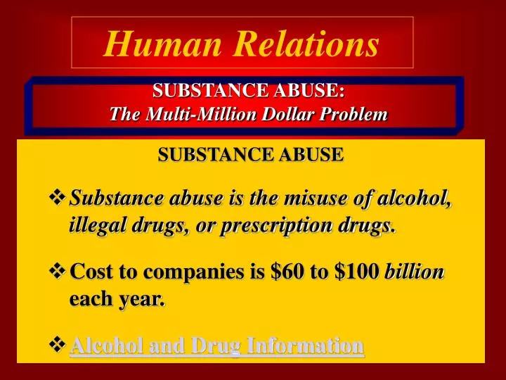 substance abuse the multi million dollar problem