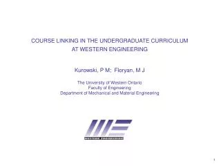 COURSE LINKING IN THE UNDERGRADUATE CURRICULUM AT WESTERN ENGINEERING