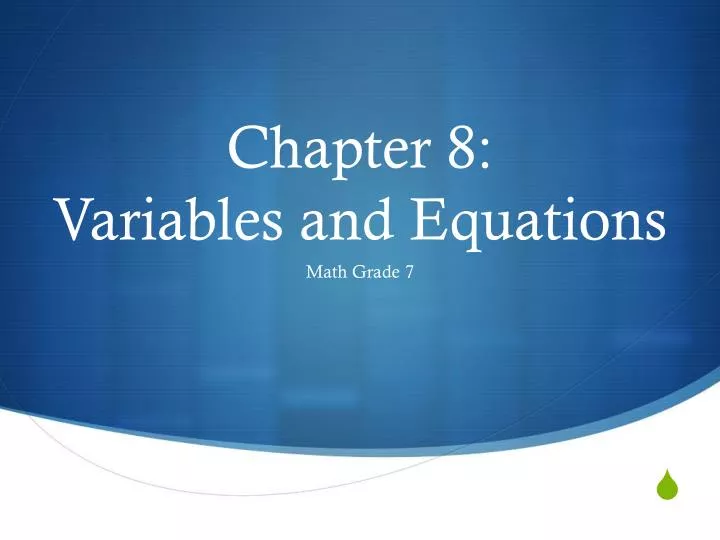 chapter 8 variables and equations