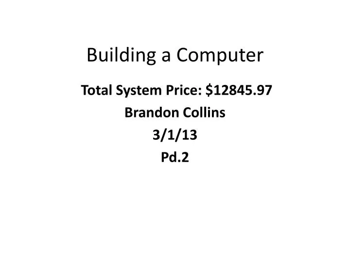 building a computer