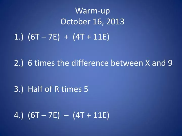 warm up october 16 2013