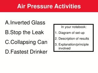 Air Pressure Activities