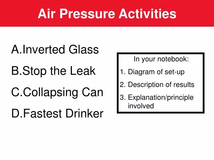 air pressure activities