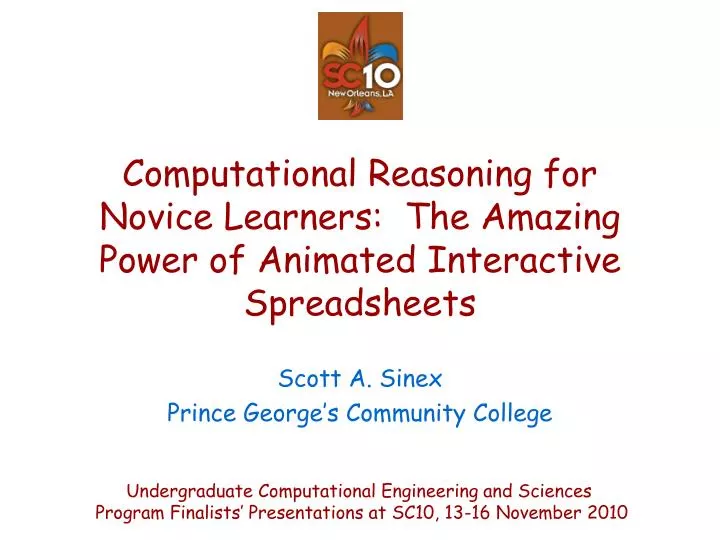 computational reasoning for novice learners the amazing power of animated interactive spreadsheets