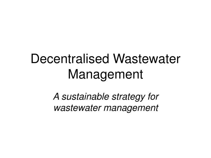 decentralised wastewater management