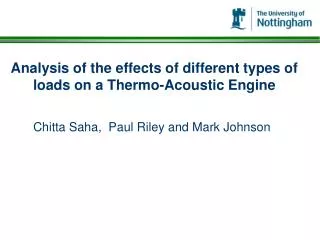 Analysis of the effects of different types of loads on a Thermo-Acoustic Engine