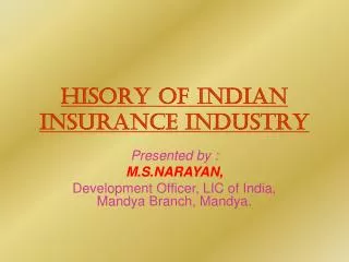 HISORY OF INDIAN INSURANCE INDUSTRY