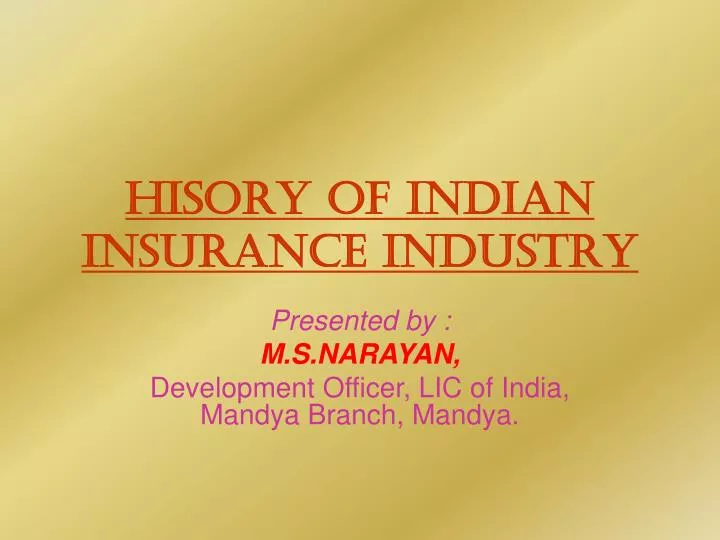 hisory of indian insurance industry
