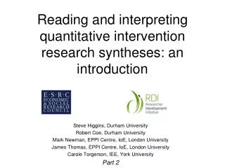 Reading and interpreting quantitative intervention research syntheses: an introduction