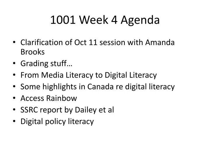 1001 week 4 agenda