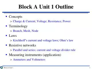 Block A Unit 1 Outline