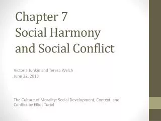 Chapter 7 Social Harmony and Social Conflict