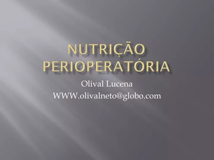 nutri o perioperat ria