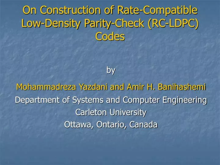 on construction of rate compatible low density parity check rc ldpc codes