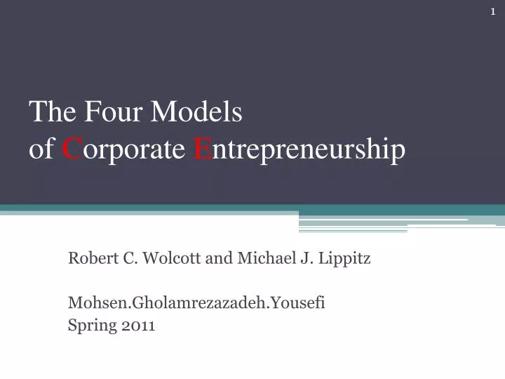 the four models of c orporate e ntrepreneurship