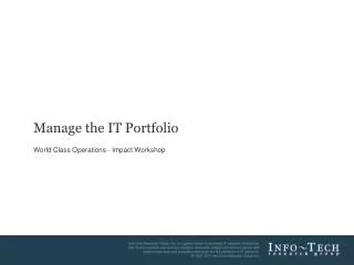 Manage the IT Portfolio